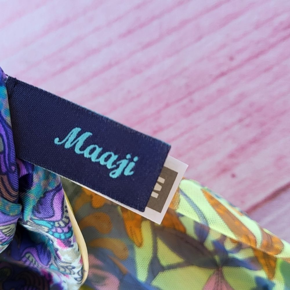 Maaji Honey Pot‎ Multicolor Floral Bustier High Slit Maxi Dress Medium - Picture 12 of 13